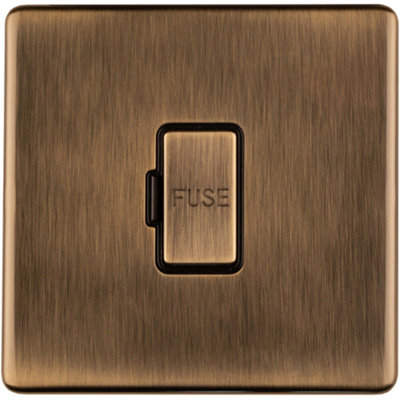 Loops 1 Gang 13A Unswitched Fuse Spur Screwless Antique Brass Rocker Mains Isolation