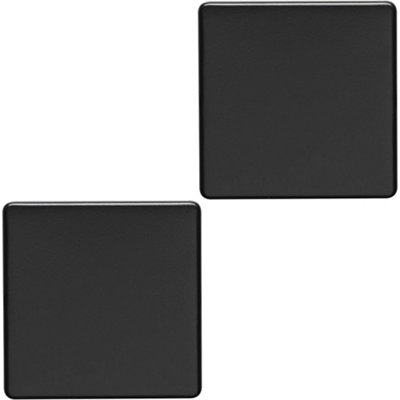B&Q -  2 Pack Single Screwless Matt Black Blanking Plate Round Edged Wall Hole Cover