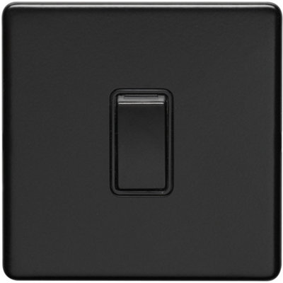Loops 1 Gang Single 10A Intermediate Switch Screwless Matt Metal Rocker Light/Black