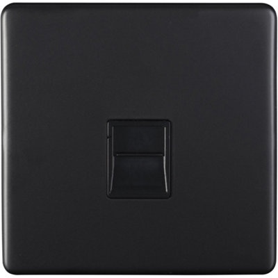 Loops 1 Gang Extension Telephone Wall Socket Screwless Matt Secondary Black