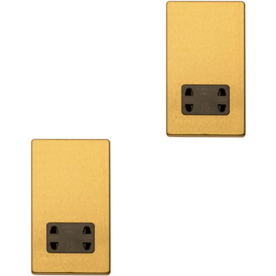 B&Q -  2 Pack 230V 115V Twin Shaver Socket Wall Plate Screwless Satin Brass Bathroom