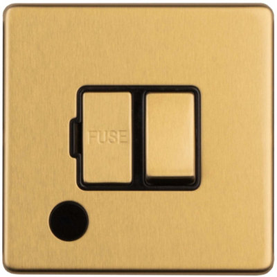 Loops 1 Gang 13A Switched Fuse Spur & Flex Outlet Screwless Satin Brass Isolation
