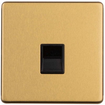 Loops 1 Gang Extension Telephone Wall Socket Screwless Satin Brass Secondary
