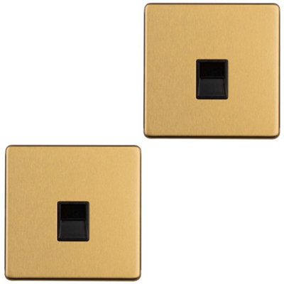 Loops 2 Pack 1 Gang Extension Telephone Socket Screwless Satin Steel Secondary