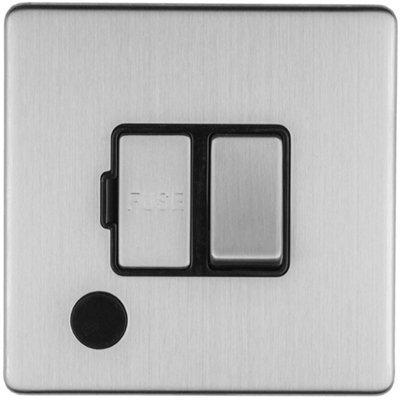 Loops 1 Gang 13A Switched Fuse Spur & Flex Outlet Screwless Satin Steel Isolation