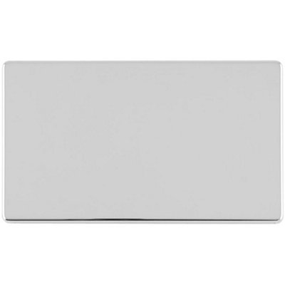 Loops Double Screwless Polished Chrome Blanking Plate Round Edged Wall Box Hole Cover from B&Q