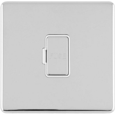 Loops 1 Gang 13A Unswitched Fuse Spur Screwless Polished Chrome Rocker Mains Isolation from B&Q