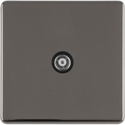 Loops 1 Gang Single Tv Coaxial Aerial Socket Screwless Black Nickel Female Wall Plate from B&Q