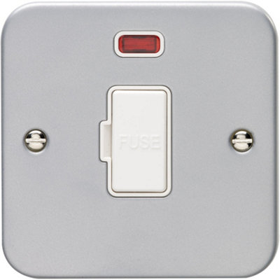 B&Q -  1 Gang 13A Unswitched Fuse Spur Neon Heavy Duty Metal Clad Mains Isolation Plate