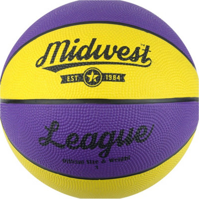 B&Q -  Size 3 Yellow & Purple League Basketball BallHigh Grip Rubber Durable Outdoor