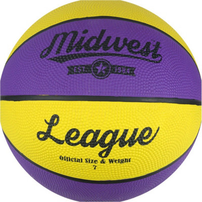 Loops Size 7 Yellow & Purple League Basketball BallHigh Grip Rubber Durable Outdoor