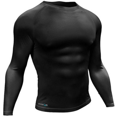 Loops Black M - Adult Long Sleeve Baselayer Compression Shirt Unisex Training Gym Top