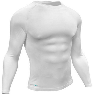 Loops Xl - Adult Long Sleeve Baselayer Compression Shirt Unisex Training Gym Top White