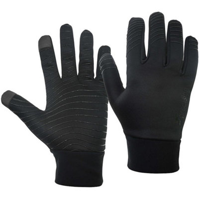 Loops Infant Fleece Lined Football Training Gloves - Black Elasticated Warm Hands