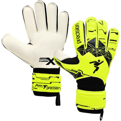 Precision Size 6 Professional Junior Goal Keeping Gloves Flat Cut Fluo Yellow Keeper Glove from B&Q