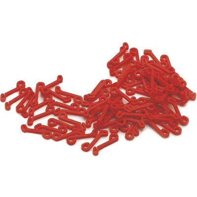 Precision 80 Pack Football Net Fast ClipsGoal Post Netting FixingsRed Plastic from B&Q