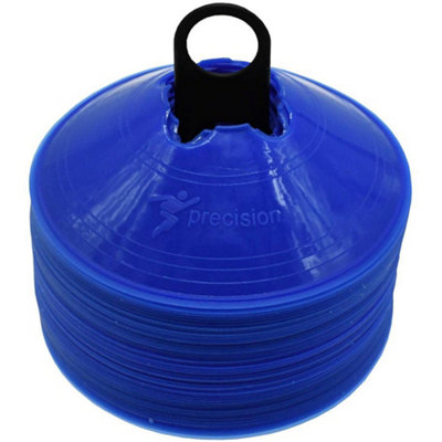 Precision 50 Pack 200mm Round Saucer Cone Marker Set Blue Flexible Pitch Court Training from B&Q