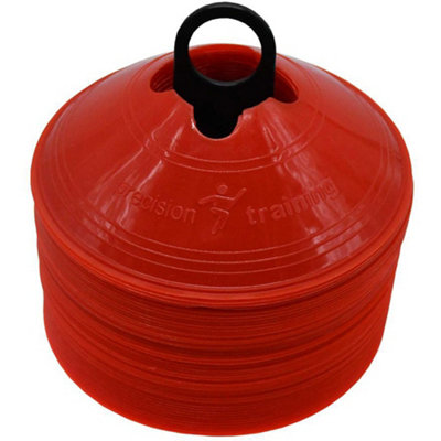 Precision 50 Pack 200mm Round Saucer Cone Marker Set Red Flexible Pitch Court Training from B&Q