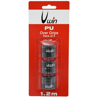 Loops 3 Pack 0.6mm X 1.2M Black Pu Comfort Over Grip - Tennis Badminton Squash Racket