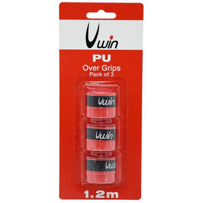 Loops 3 Pack 0.6mm X 1.2M Red Pu Comfort Over Grip - Tennis Badminton Squash Racket