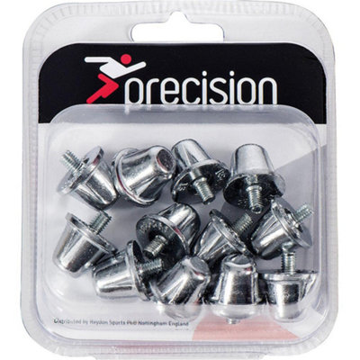 Precision 12 Pack 21mm Alloy Rugby Union Boot Studs - Screw-In Silver Grass Shoe Grips