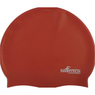 Loops One Size Silicone Swim Cap - Red - Comfort Fit Unisex Swimming Hair Hat