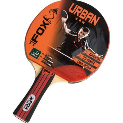 Fox TT 3 Star Table Tennis Bat1.8mm Sponge 6mm Blade Flared Handle Racket Ping Pong from B&Q