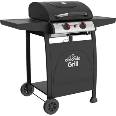 B&Q -  Portable 2 Burner Gas Bbq Grill With Easy Clean Bucket For Outdoor Cooking