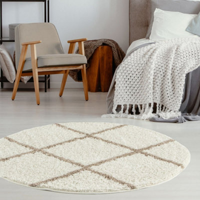 The Rugs Ivory/Beige Myshaggy Collection Rugs Diamond Design In 383 Ib
