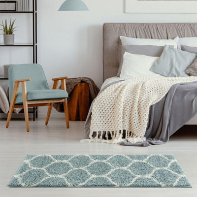 The Rugs Myshaggy Collection Rugs Trellis Design In Duck Egg 384Db Blue
