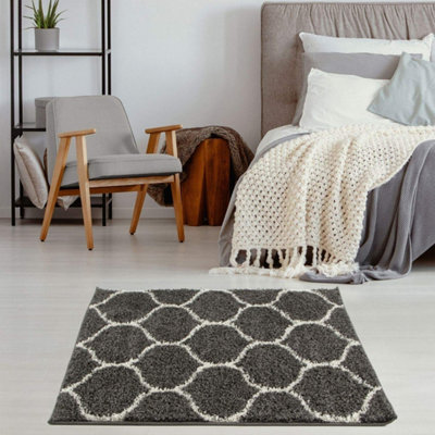 The Rugs Myshaggy Collection Rugs Trellis Design In 384D Dark/Grey