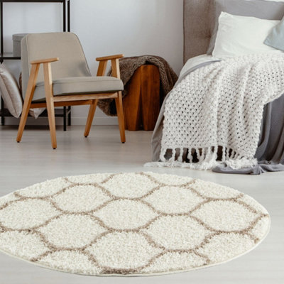 The Rugs Ivory/Beige Myshaggy Collection Rugs Trellis Design In 384 Ib