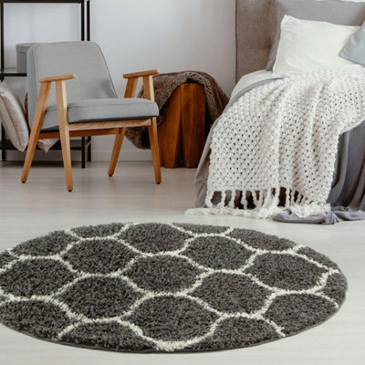 The Rugs Myshaggy Collection Rugs Trellis Design In 384D Dark/Grey