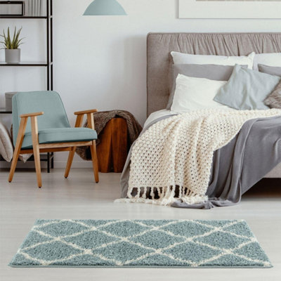 The Rugs Myshaggy Collection Rugs Moroccan Design In Duck Egg 385Db Blue
