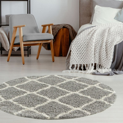 The Rugs Moroccan Shaggy Rugs And Runners Soft  High Pile Grey And Ivory Living Room Kitchen Hallway 710 from B&Q