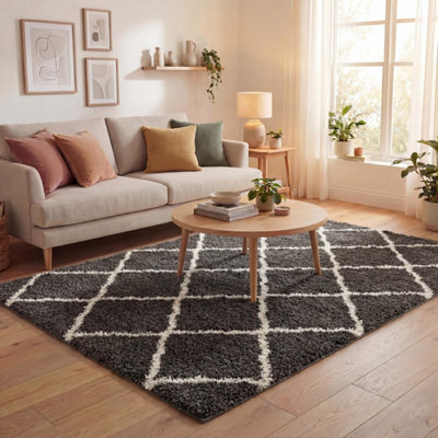The Rugs Myshaggy Collection Rugs Moroccan Design In 385D Dark/Grey