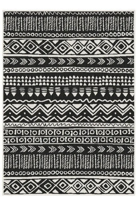 B&Q -  Duo Weave Collection Outdoor Black Rugs In Aztec Design