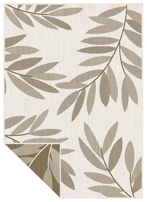 B&Q -  Duo Weave Collection Outdoor Beige Rugs In Trailing Leaves Design