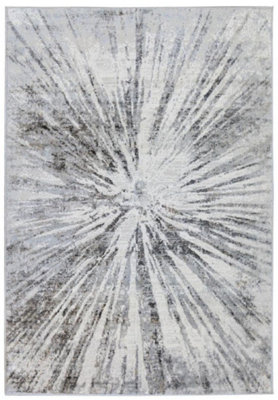The Rugs Abstract Collection Burst Design Rug In Grey  D149A from B&Q