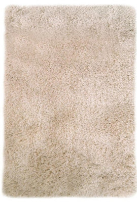 B&Q -  Soft Washable Collection Plain Design Shaggy Rug In Beige  Sa-02