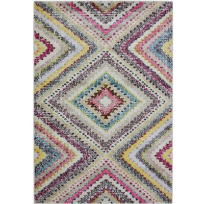 The Rugs Villa Collection Diamond Design Rug In Multicolour from B&Q