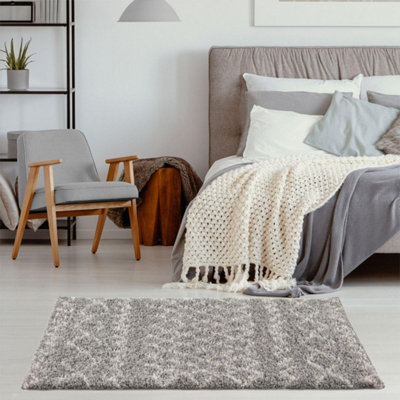 The Rugs Moroccan Shaggy Living Room Rug 910 Grey
