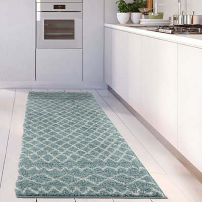 The Rugs Moroccan Duck Egg Shaggy Living Room Rug 950 Blue