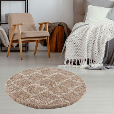 The Rugs Moroccan Shaggy Rugs And Runners Soft Fluffy Wavy Trellis Design High Pile Beige And Ivory Living Room Kitchen Hallway 820 from B&Q