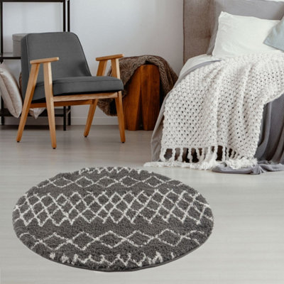 The Rugs Moroccan Shaggy Living Room Rug 940 Dark/Grey