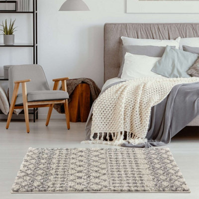 The Rugs Moroccan Shaggy Living Room Rug 1000 Ivory
