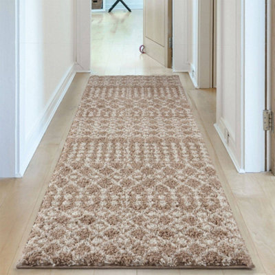 The Rugs Moroccan Shaggy Living Room Rug 1020 Beige