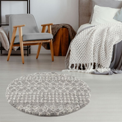 The Rugs Moroccan Shaggy Living Room Rug 1010 Grey