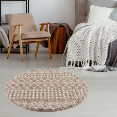 The Rugs Moroccan Shaggy Living Room Rug 1020 Beige