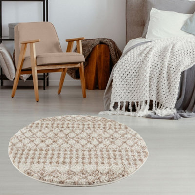 The Rugs Moroccan Shaggy Living Room Rug 1030 Ivory